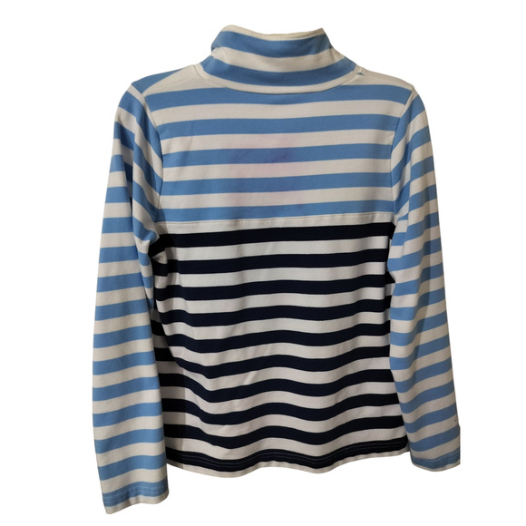 3464) J Crew Factory  Women's Blue Striped Button Front Pullover Top Small - Picture 2 of 6